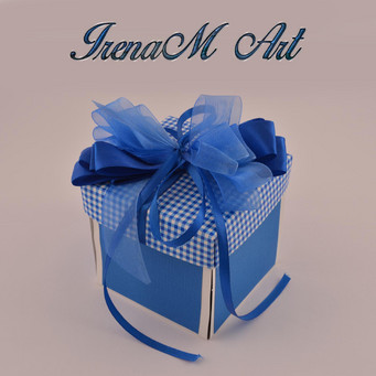 Ръчно изработени изделия от хартия Кутии с пожелания Ръчно изработена кутия за подарък-изненада Синя